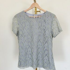 Banana Republic Floral Lace Light Blue Top -M